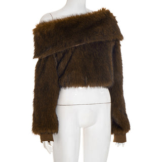 stacey One Shoulder Furry Top