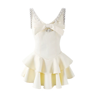 V-neck embellished mini dress