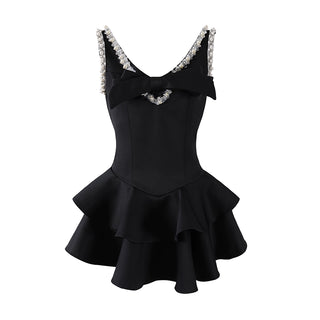 V-neck embellished mini dress