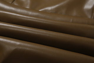 sibyl Leather fur collar asymmetrical mini dress in brown