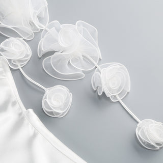 cheryl 3D flowers Sleeveless mini dress in white