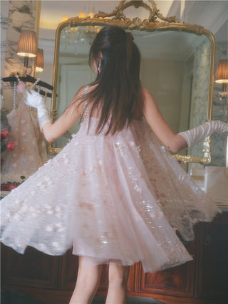 Zola Pink Flower Embroidered Loose doll Party Dress