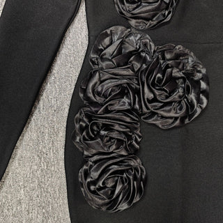 sally 3D Flower Decorative Bandage maxi Dress in black