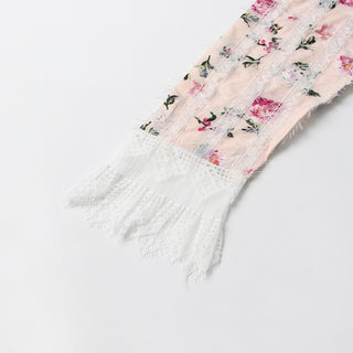 sebastiane Lace-trim long-sleeve floral midi dress in white