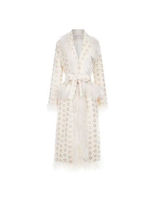 Retro Square Collar Plant and Flower Tie Coat