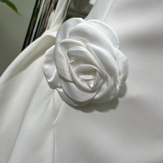 3d flower Pleated Sleeveless Mini Dress