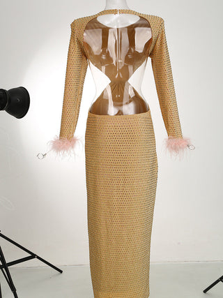 CRYSTAL SPLIT MAXI DRESS