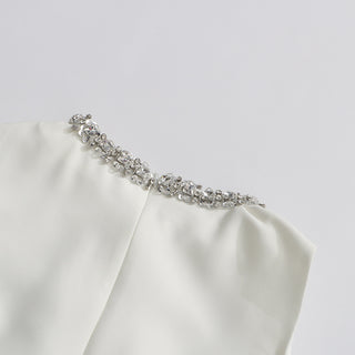 alyssa Round neck diamond sleeveless dress in white