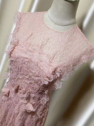 jennifer Lace Flower embellished maxi Dress in pink