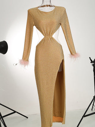 CRYSTAL SPLIT MAXI DRESS