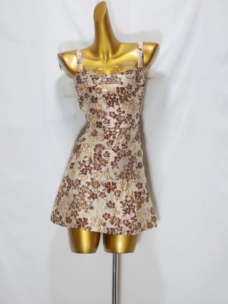 slim jacquard flower mini dress