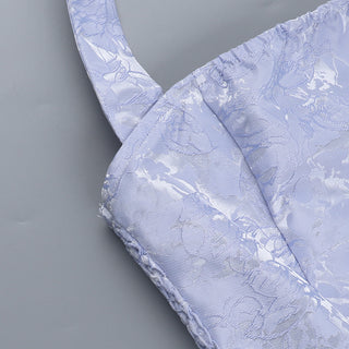 deborah Halterneck Floral Flare Mini Dress in blue