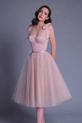 pink umbrella midi dress