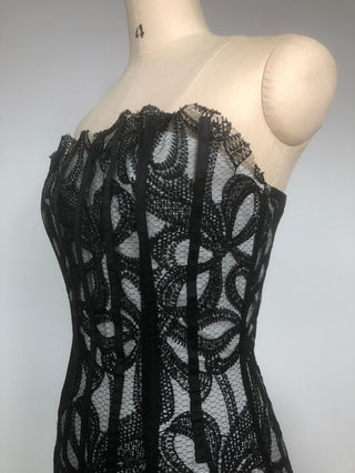 letitia Strapless Flower Embroidered Midi Dress