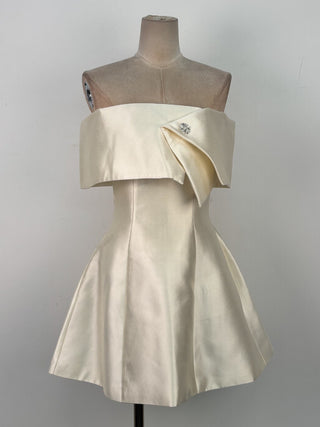 brianna One-shoulder satin mini dress in apricot