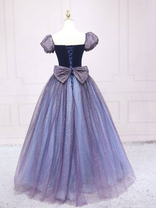 Purple tulle A line maxi dress