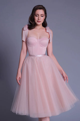 pink umbrella midi dress