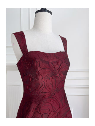 burgundy jacquard camisole midi dress