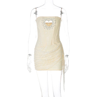 meroy Strapless Lace Mini Dress in Baby Pink