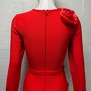 sally 3D Flower Decorative Bandage maxi Dress in red