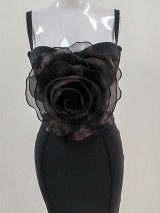 Jacey Mesh Flower Bandage Midi Dress