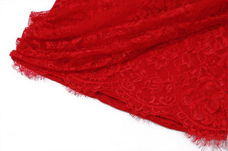 red Strapless Bandage Backless Floral Lace Corset Tube mini Dress