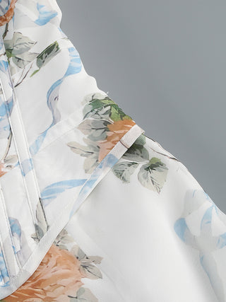 phoenix white Floral Print Fitted Corset Maxi Dress