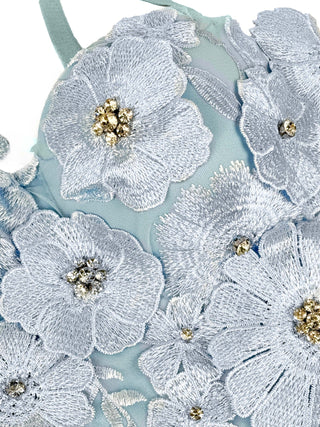 3D Flower Diamond Corset in blue