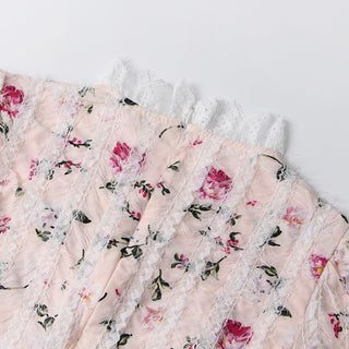 sebastiane Lace-trim long-sleeve floral midi dress in white