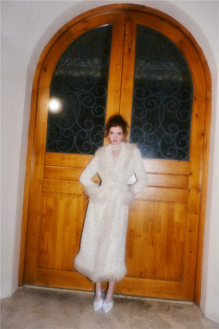 Retro Square Collar Plant and Flower Tie Coat