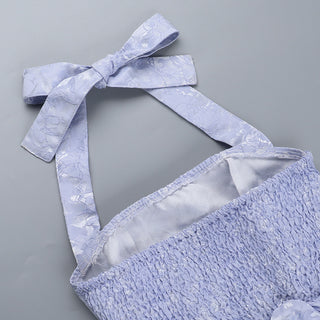 deborah Halterneck Floral Flare Mini Dress in blue