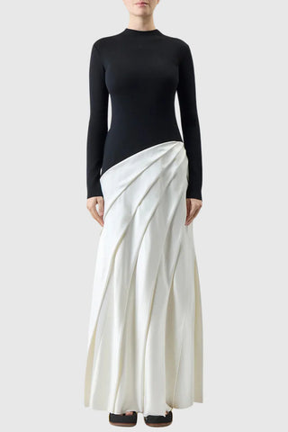 Oarlene Paneled Pleated Maxi Dress