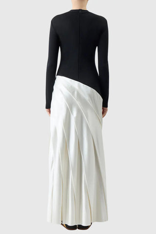 Oarlene Paneled Pleated Maxi Dress