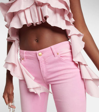 RUFFLE-DETAIL HALTER CROP TOP IN PINK DRESS styleofcb 