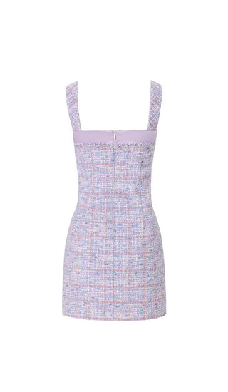 BOWTIE TWEED MINI DRESS IN LAVENDER