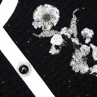 Black Floral Textured Knit Jacket