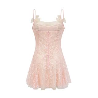 Safran pink lace mini dress