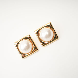 Juana faux-pearl square earrings