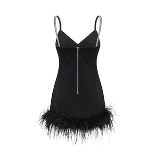 Clémence embellished feather-trim mini dress