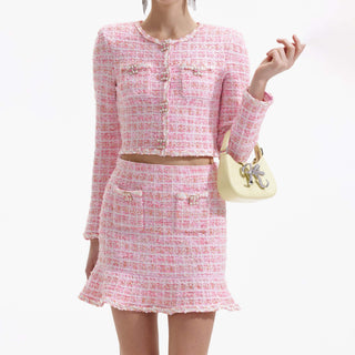 Pink Check Knit Skirt