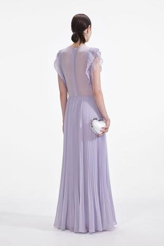 Lilac Chiffon Ruffle Maxi Dress