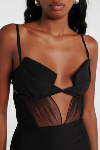 Sathva Cutout Mesh Maxi Bandage Dress