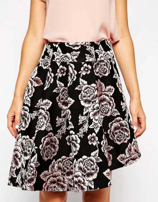 jacquard high-waisted irregular umbrella skirt