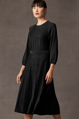 lumia knitted midi dress in black metallic