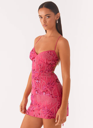 Vietta Sequin Cami Mini Dress in Fuchsia