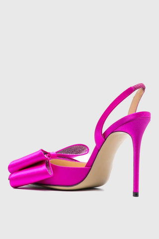 Violeta Bow-embellished Satin Slingback Pumps - Pink