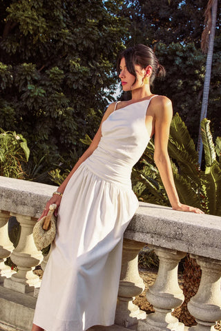White Hot One Shoulder Maxi Dress