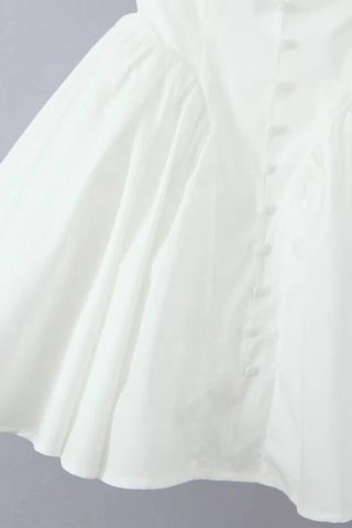 Julie white folded-neck bonded sleeveless mini dress