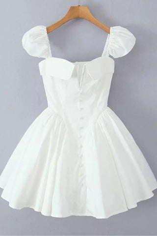 Julie white folded-neck bonded sleeveless mini dress