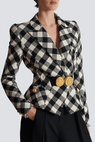 WYATT GINGHAM BUTTON BLAZER